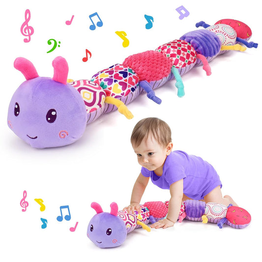 Baby Girl Toys 0-3-6 Months Musical Stuffed Animals Plush Caterpillar Toy with Crinkle Rattles