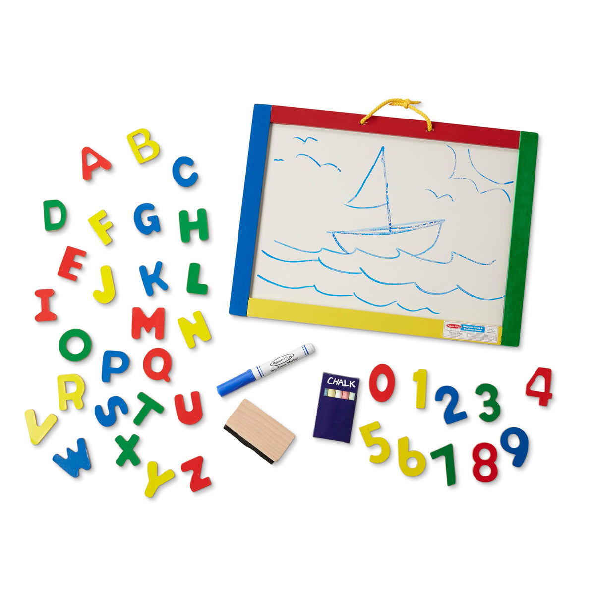 Melissa & Doug Magnetic Chalkboard and Dry-Erase Board with 36 Magnets (Numbers and Uppercase