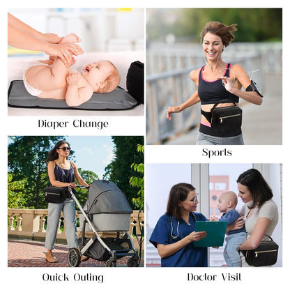 printe Small Diaper Bag with Portable Changing Pad, Crossbody Fanny Pack with Wipes Pocket for