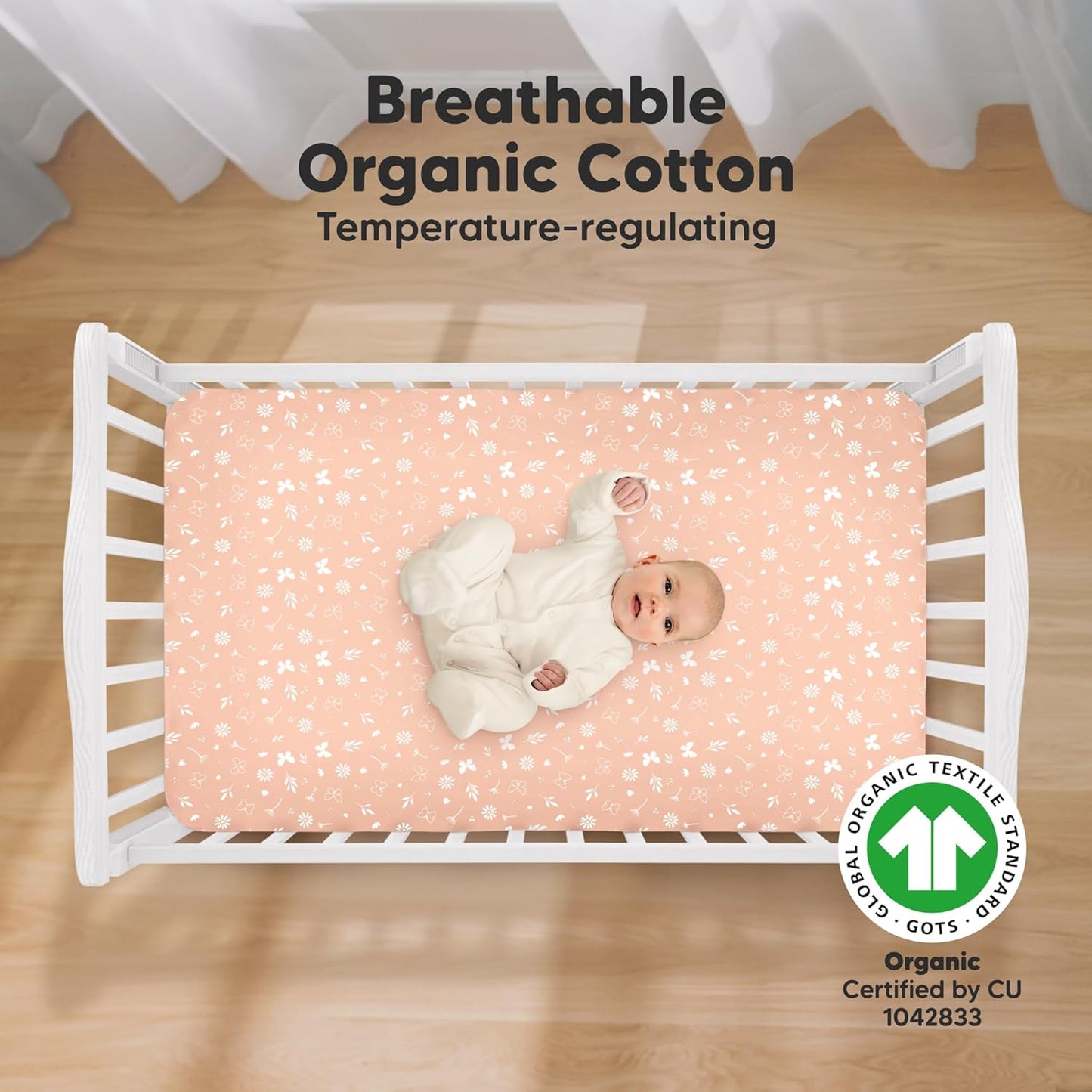 KeaBabies 2-Pack Organic Crib Sheets for Boys, Girls - 52x28 Fitted Crib Mattress Sheet Neutral
