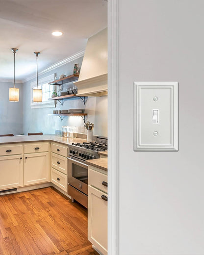 4-Pack Single Toggle Wall Plate, Metal Light Switch Cover, Decorative Off- White Switch Plate
