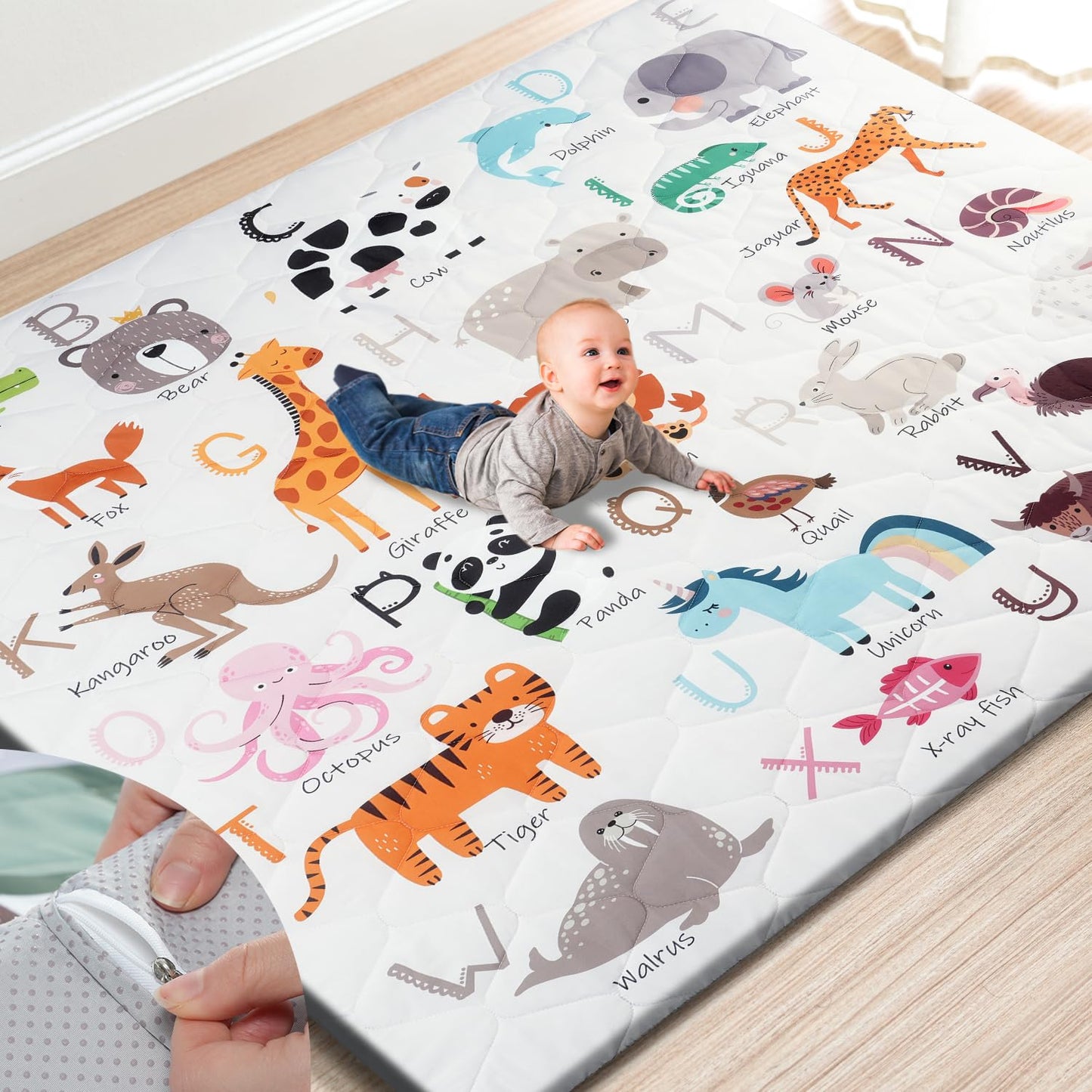 Premium Foam Baby Play Mat 71" x 59" – Removable & Machine Washable Cover, Extra Thick Padding
