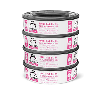 Amazon Brand - Mama Bear Blossoms Scented Diaper Pail Refills for Diaper Genie Pails, 1080 Count (4