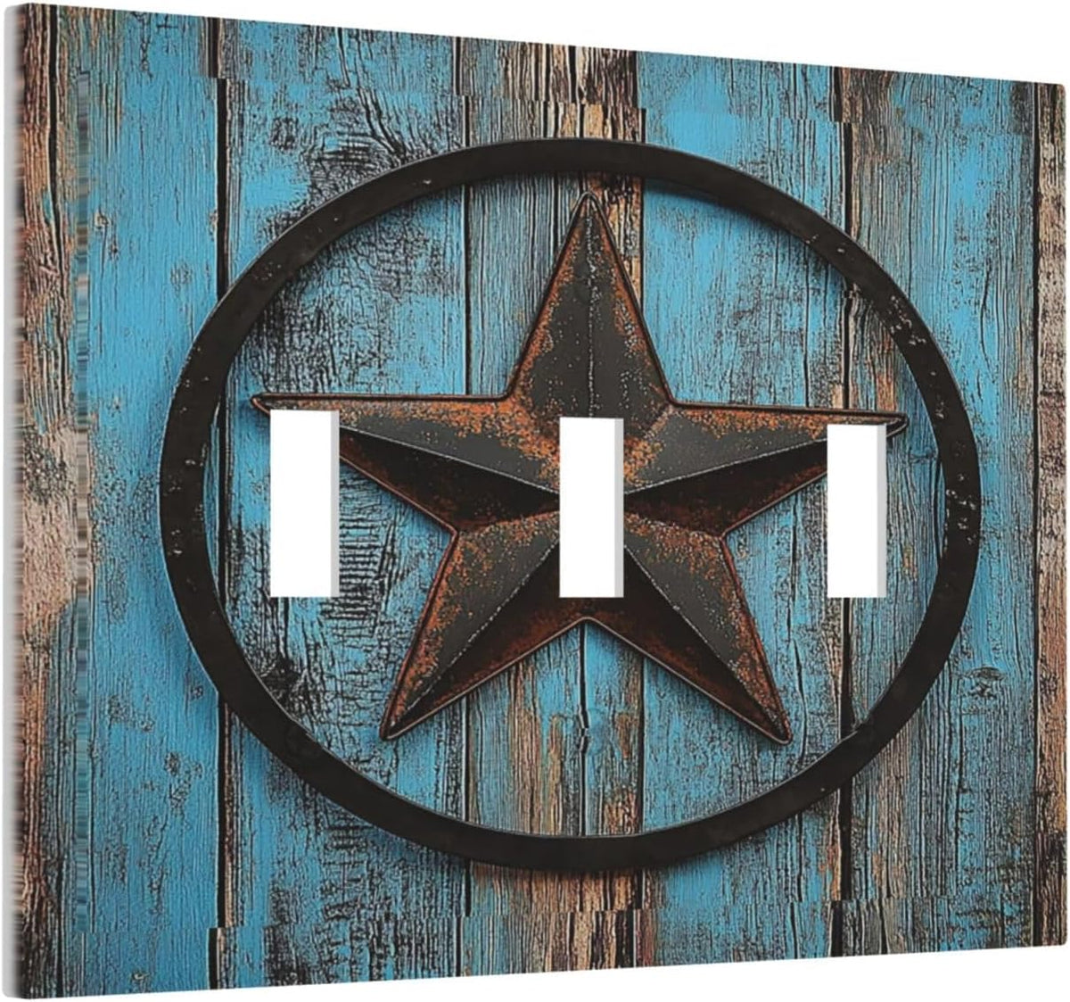 Decorative Switch Plates Rustic Wood Country Barn Texas Star On Teal 3 Gang Wall Plate Triple