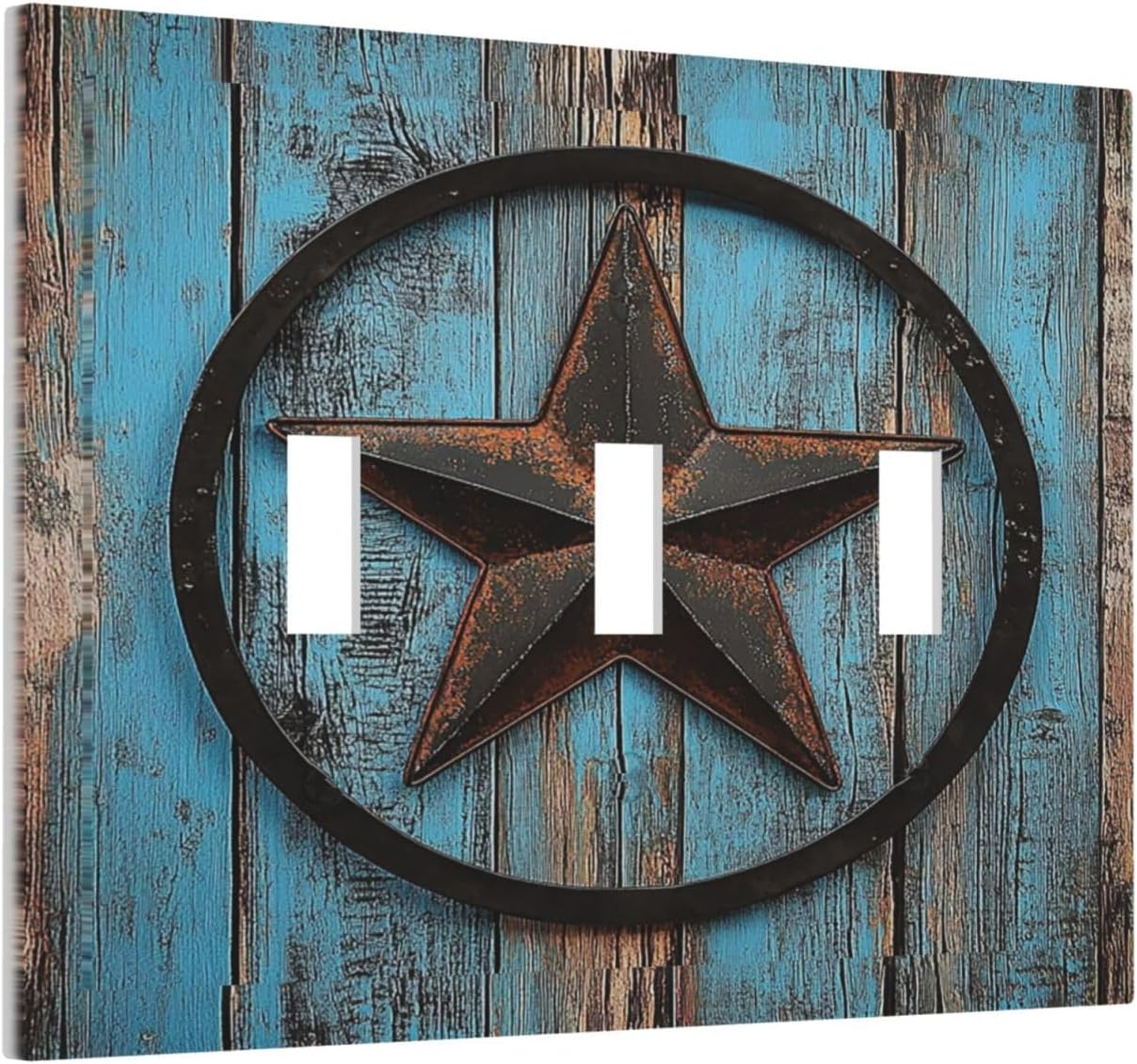 Decorative Switch Plates Rustic Wood Country Barn Texas Star On Teal 3 Gang Wall Plate Triple