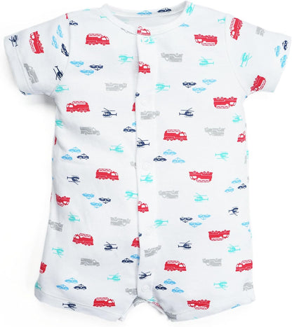 3-Pack 100% Cotton Baby Boy Rompers,0-24Months Short Sleeve Toddler Romper,Breathable Spring/Summer