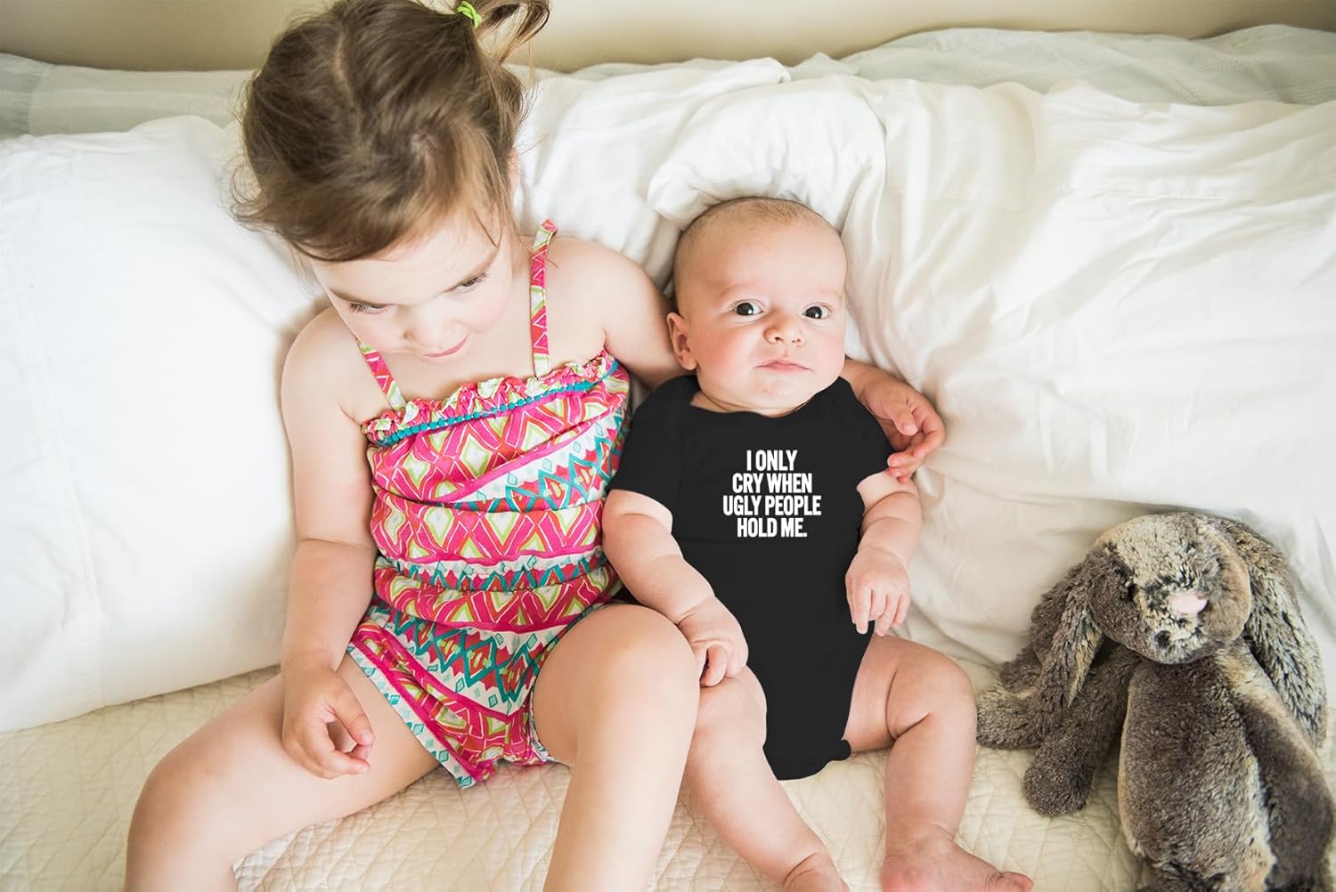 AW Fashions I Only Cry When Ugly People Hold Me Baby Bodysuit Funny Cute Baby Girl or Boy Outfit