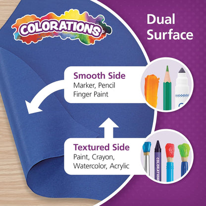 Colorations Arts and Crafts Paper Roll - 36" x 1000', Dark Blue , Dual Surface, Markers, Finger