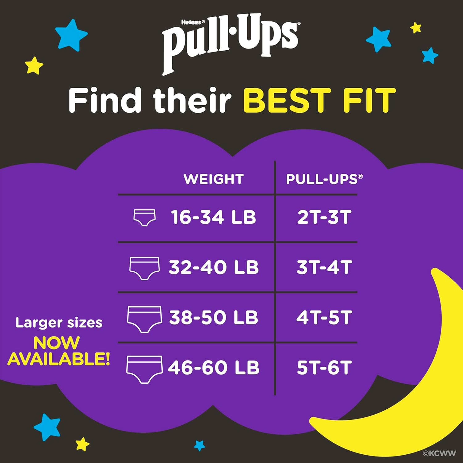 Pull-Ups Boys' Night-Time Potty Training Pants, Size 2T-3T Overnight Training Underwear (16-34