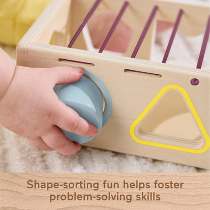 Fisher-Price Wood Baby Toy Flexi Shape Sorter, 7-Piece Wooden Activity with Elastic Bands for