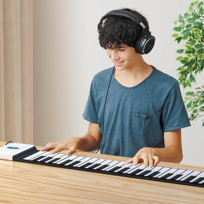49 Key Roll Up Keyboard Piano, Portable Digital Electric Foldable Piano Keyboard, Rechargeable, 47