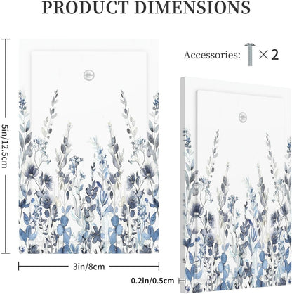 Light Switch Cover Plate Light Blue Watercolor Leaves Plant With Floral 1 Gang No Device Blank