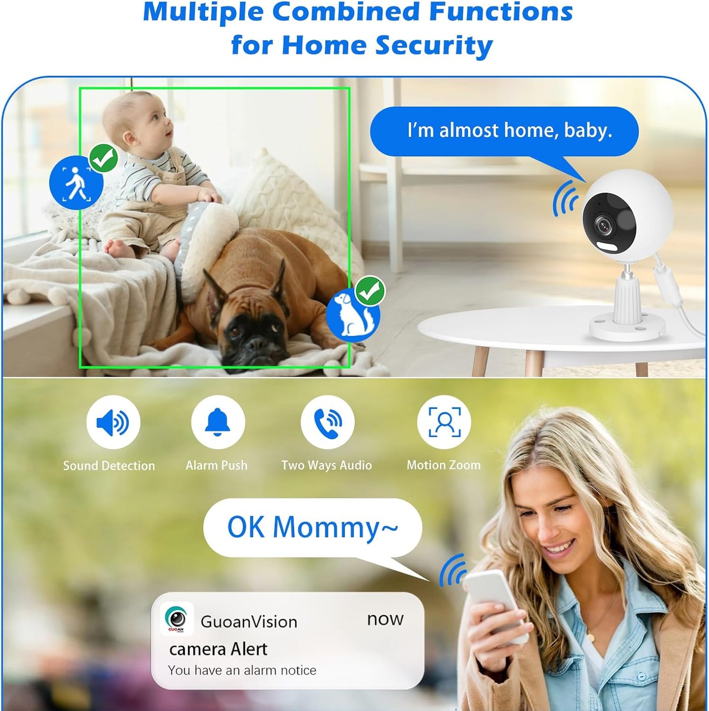 5G/2.4G Indoor/Outdoor Security Camera for Baby Monitor, Indoor Camera for