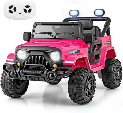 Costzon 12V Kids Ride on Truck Car, Electric Vehicle w/Remote Control, Threaded Wheels, 3 Speeds
