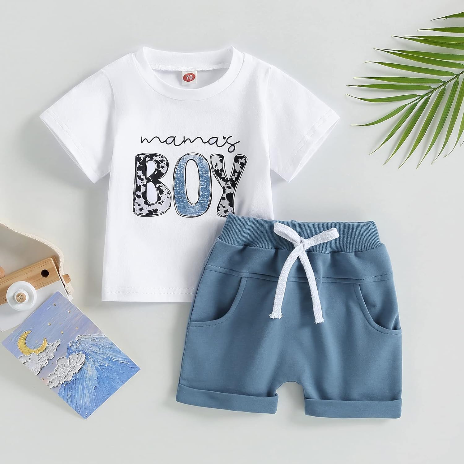 fhutpw Baby Toddler Boy Clothes Summer Outfits 6 12 18 24 Months Patchwork Short Sleeve T Shirt &