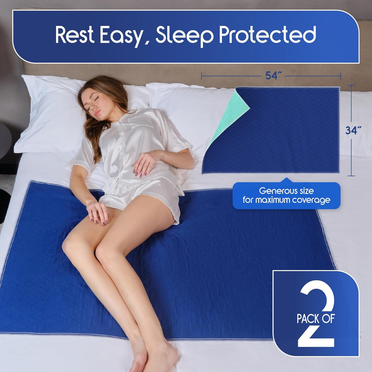 Inspire Waterproof Mattress Protector, 2 Pack - Dark Colored to Hide Stains, Extra Large 34 x 54