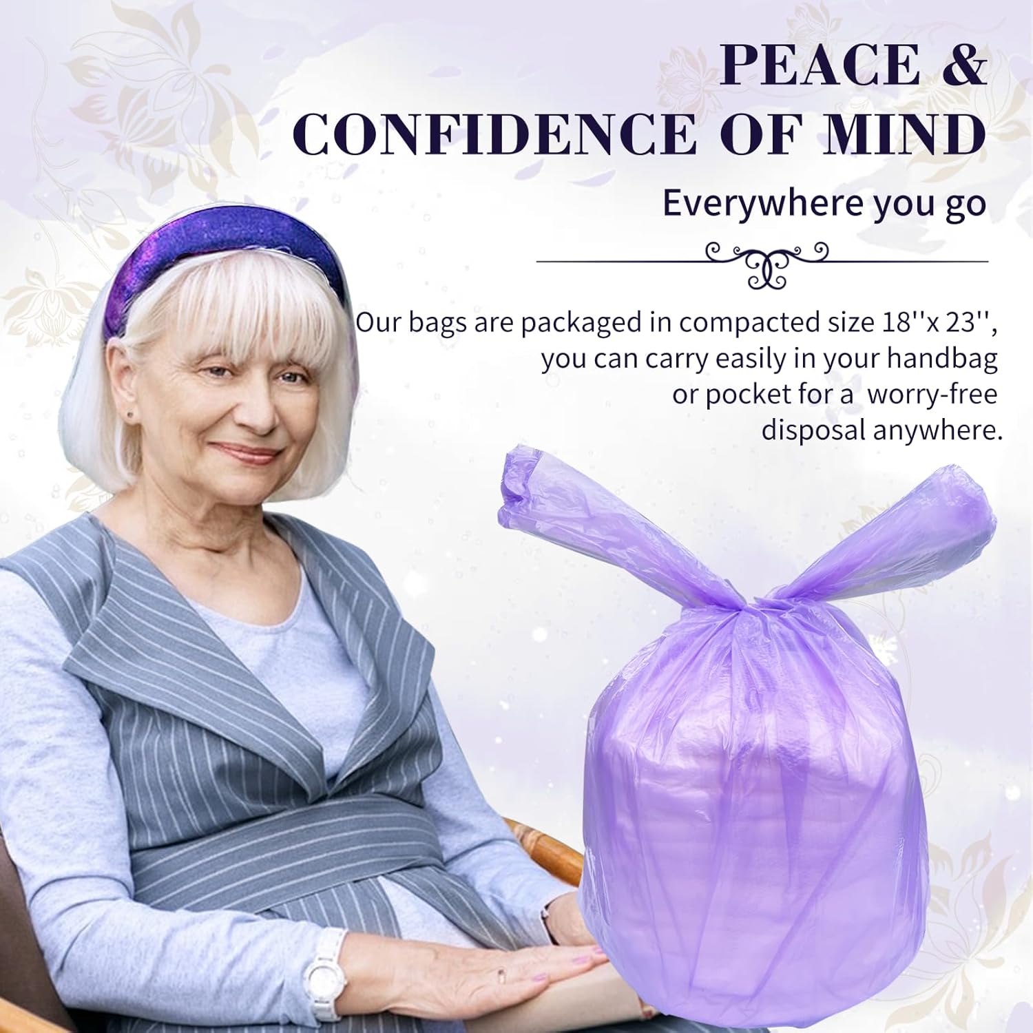 Large Adult Diaper Disposal Bags (18?™’x23?™â€?,96 Pcs, Scented, Elderly Waste Disposal, Baby
