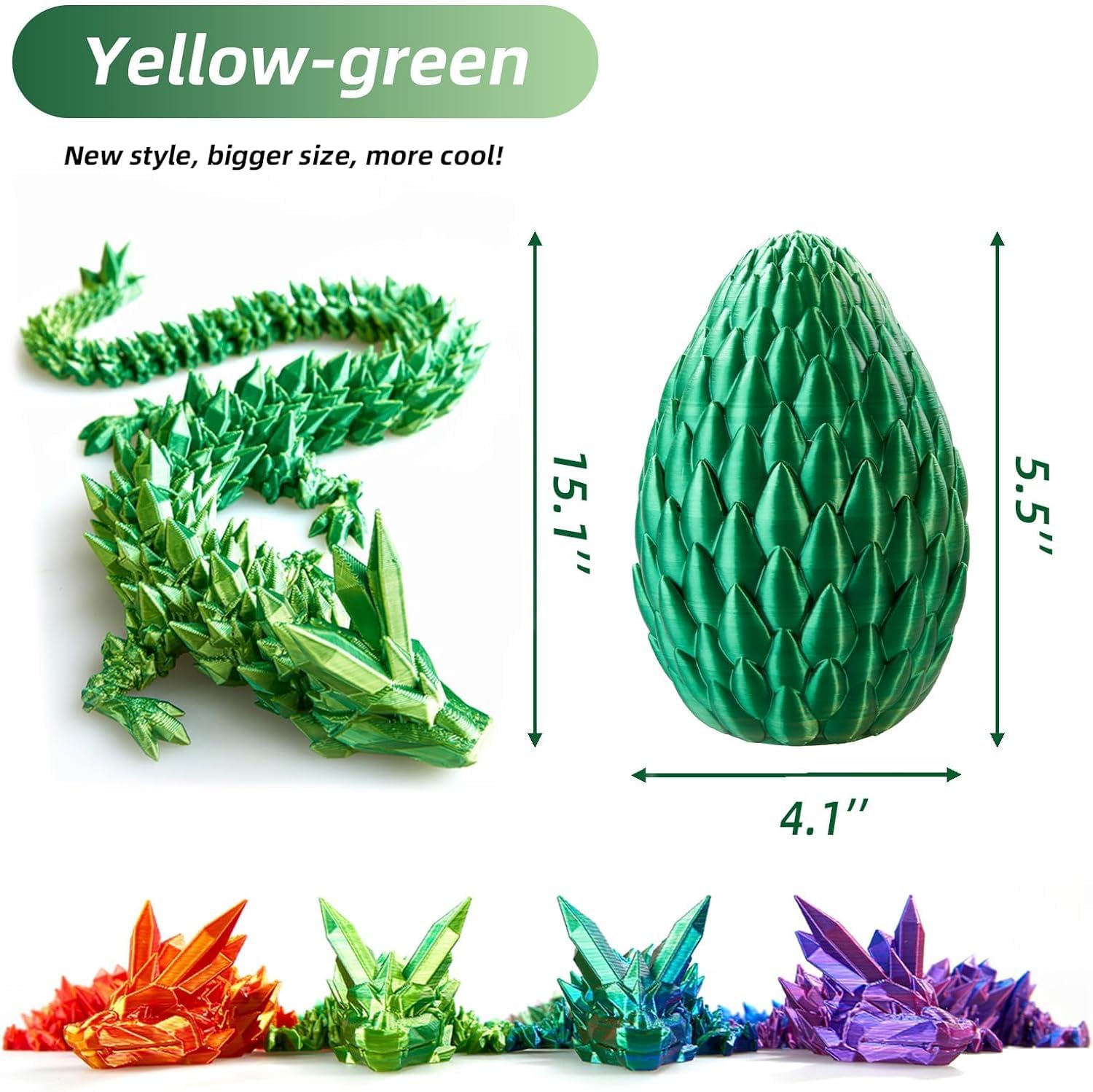 12inch 3D Printed Dragon Egg,Mystery Crystal Dragon Fidget Toys,Articulated Dragon,Home Desk Decor