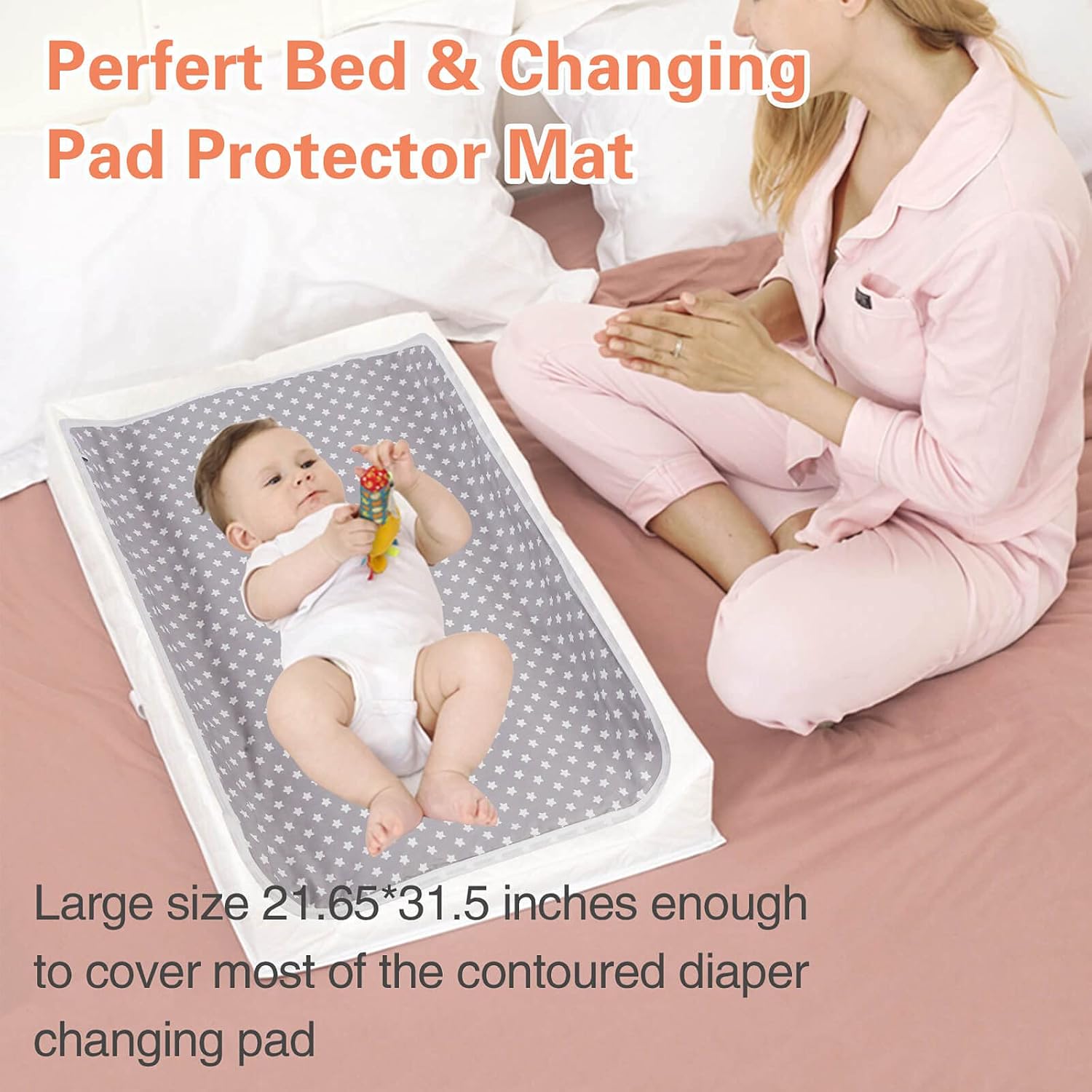 Baby Diaper Changing Pad, 21 5/8" x 31.5" Waterproof Changing Pad Liners 2Pack - Reusable Soft and