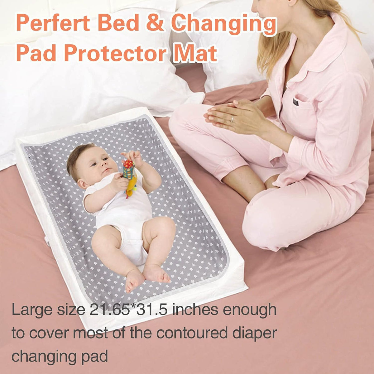 Baby Diaper Changing Pad, 21 5/8" x 31.5" Waterproof Changing Pad Liners - Reusable Soft and