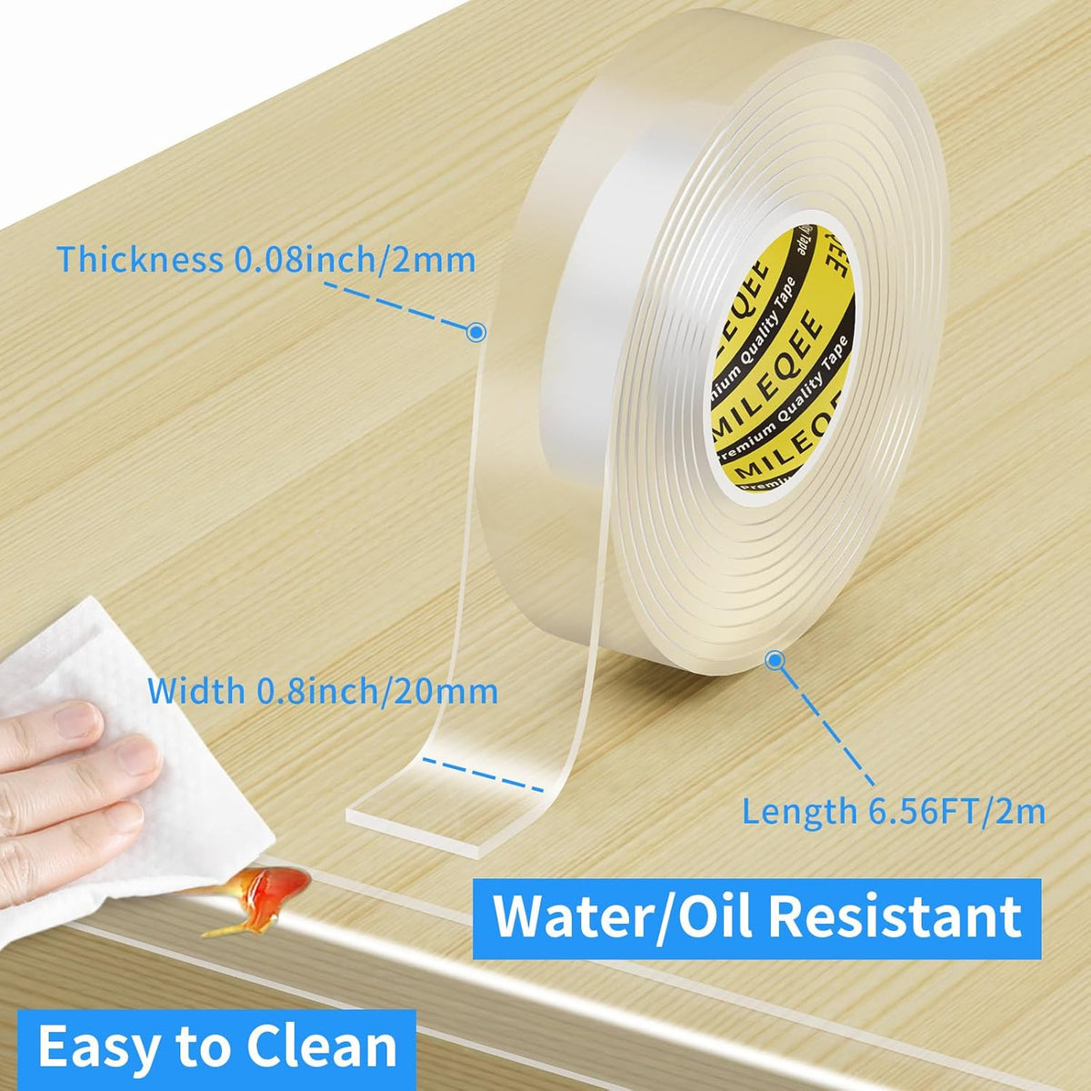 2Pack Clear Edge Protector Strip, 0.8in x 6.56FT(13.12FT Total), Sharp Edge Wrap Cover Tape, Self