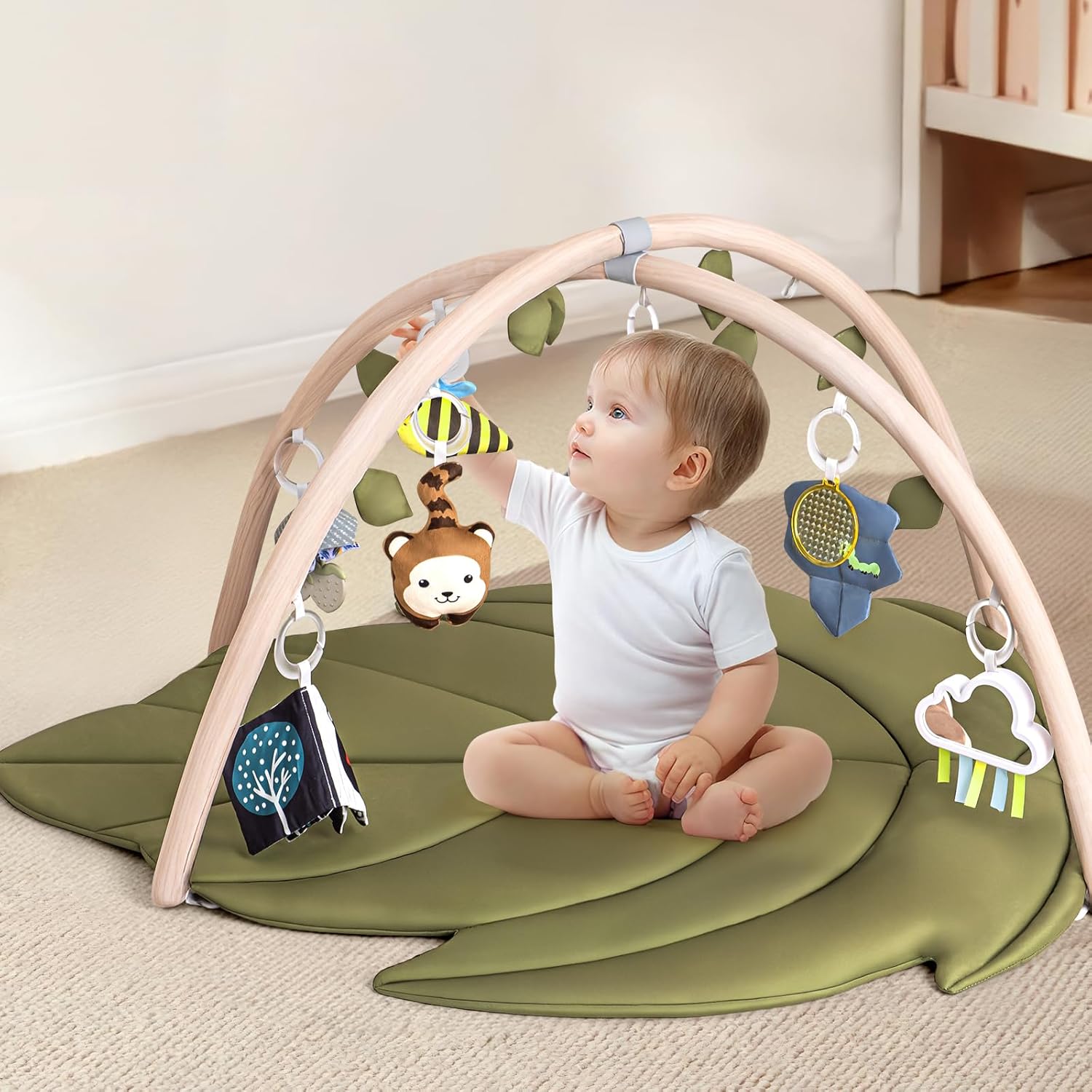 Infant Activity Center for Newborn to Develop Motor Cognition Leaves Leaf-Shaped Baby Play Gym &
