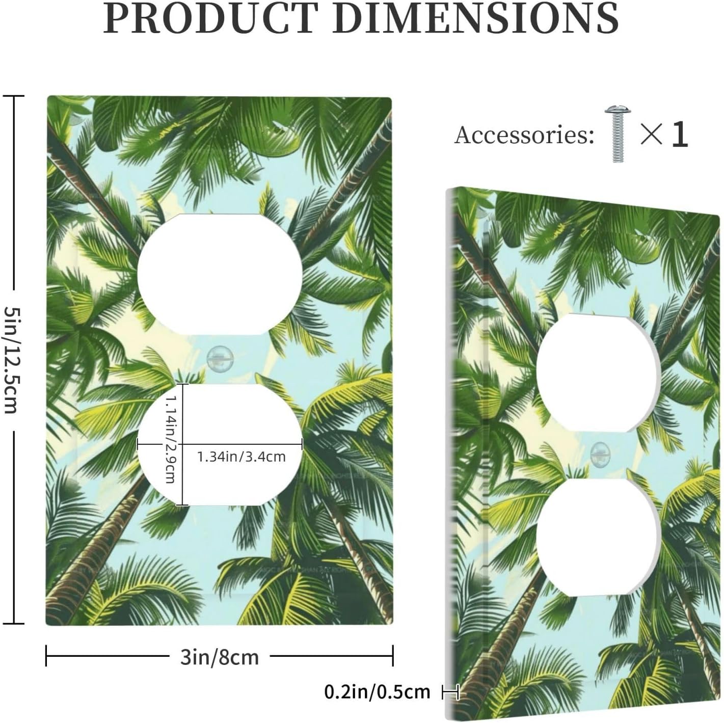 Summer Sky Coconut Palms Trees Green Plants Leaf Outlet Covers 1 Gang Duplex Light Switch Cover