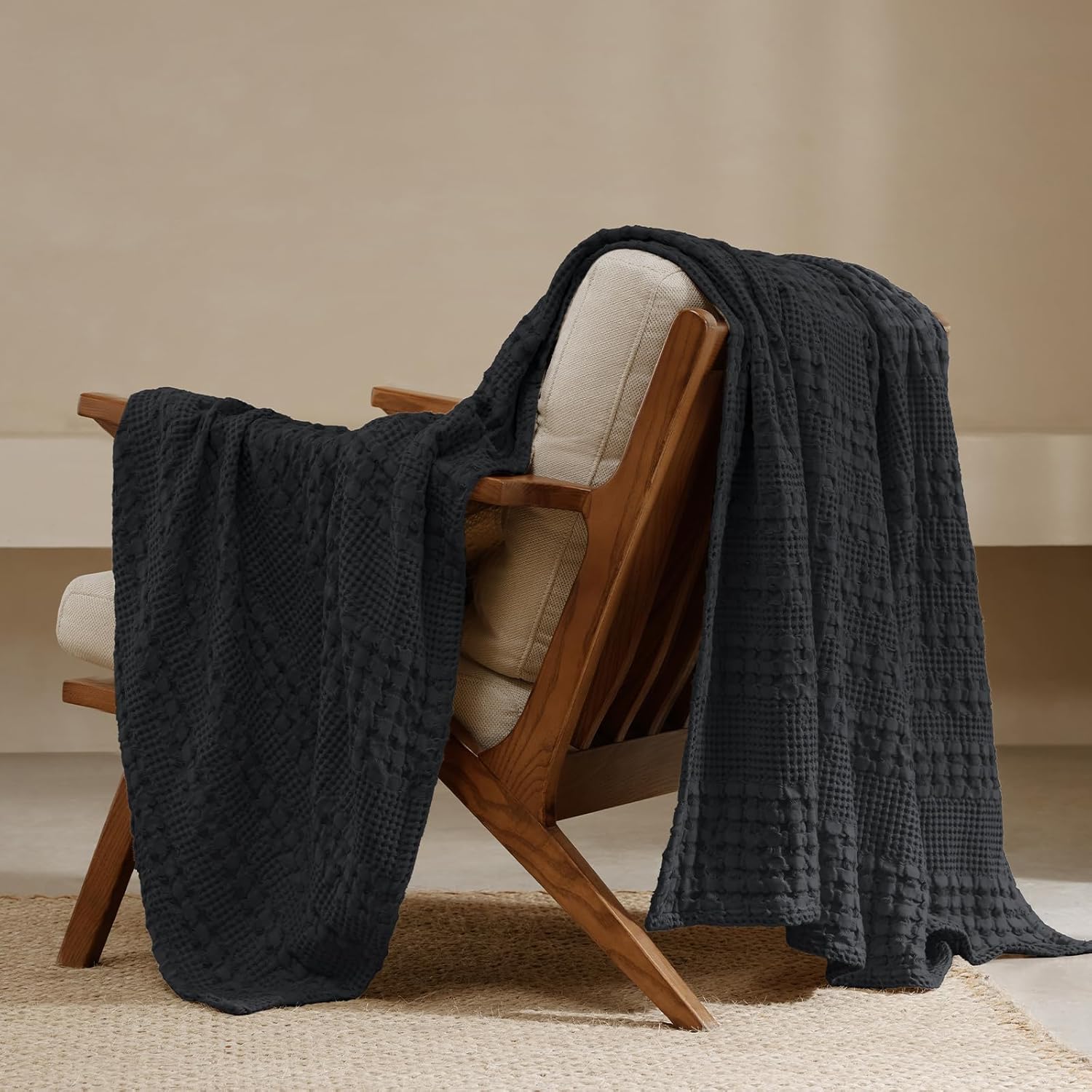 PHF 100% Cotton Waffle Weave Throw Blanket, Soft Lightweight Breathable Cozy Summer Throws for