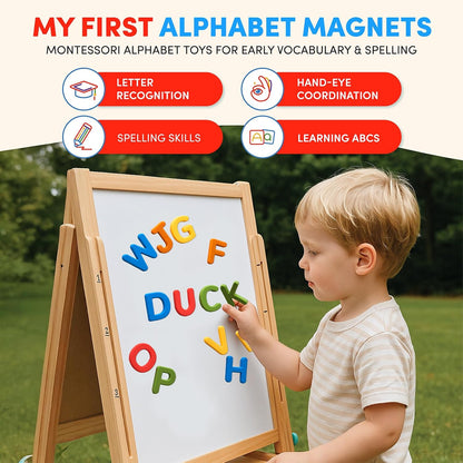 JoyCat Silicone Alphabet Magnetic Letters, 26 Uppercase ABC Fridge Magnets for Toddlers 1-3 & Kids