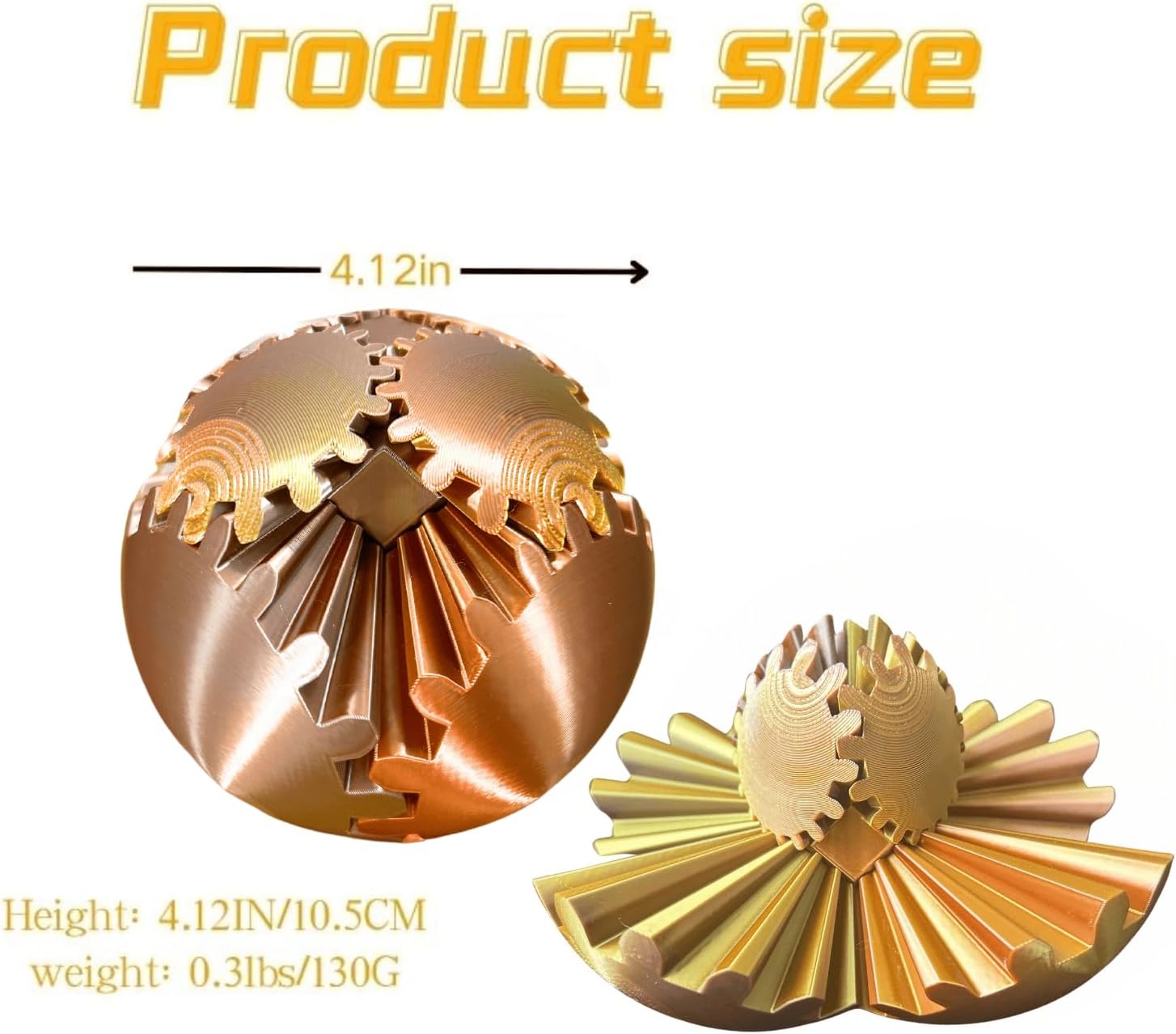 Gear Ball, 4.2in 3D Printed Gear Ball Spin Ball Cube Fidget Toys, Gear Sphere, Gear Balls Fidget