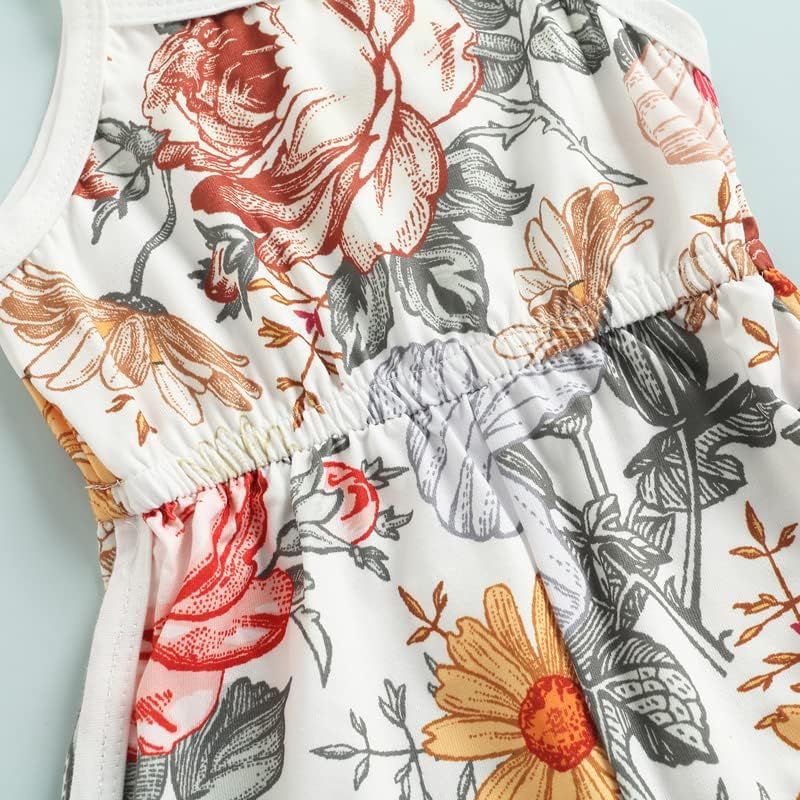 WZTYYDS Toddler Baby Girl Summer Clothes Floral Romper Tie-Up Strap Halter Jumpsuit Infant Summer