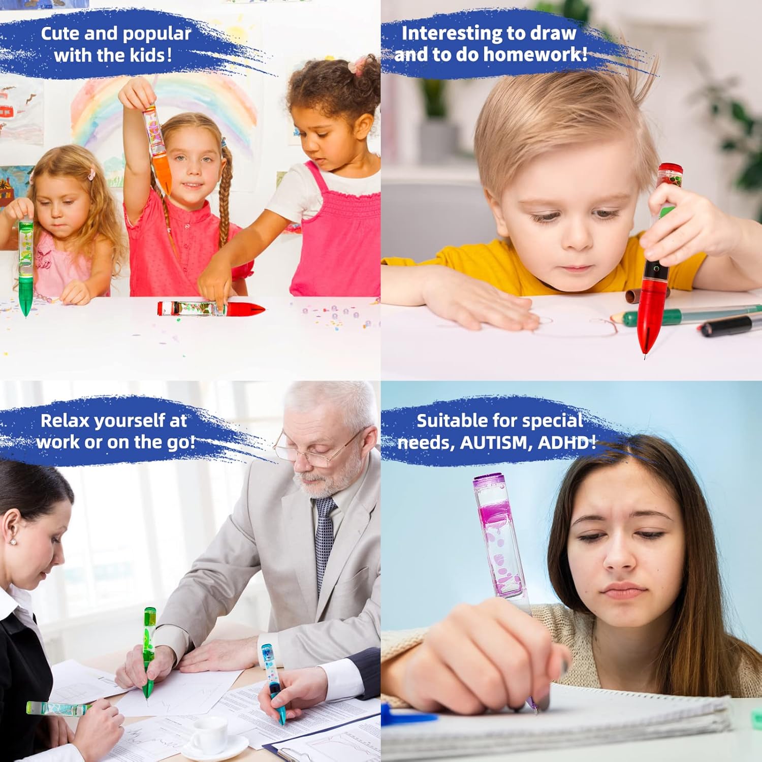 YUE MOTION Liquid Motion Bubbler Pens - Colorful Liquid Ballpoint Pen for Back to School