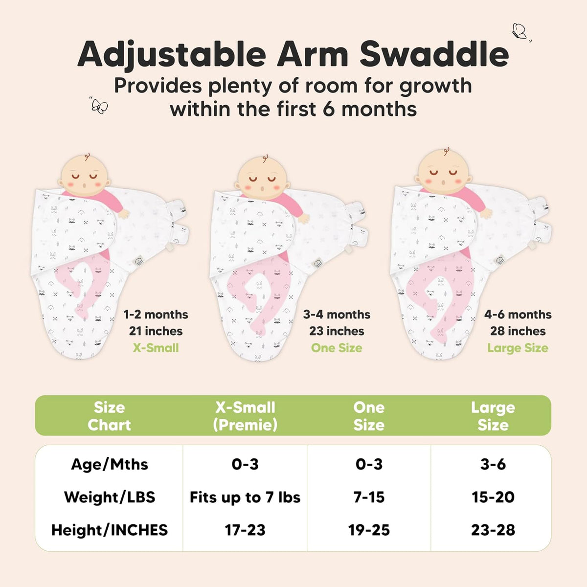 KeaBabies 3-Pack Organic Baby Swaddle Sleep Sacks - Swaddles for Newborns, Infant 0-3 Months, Baby
