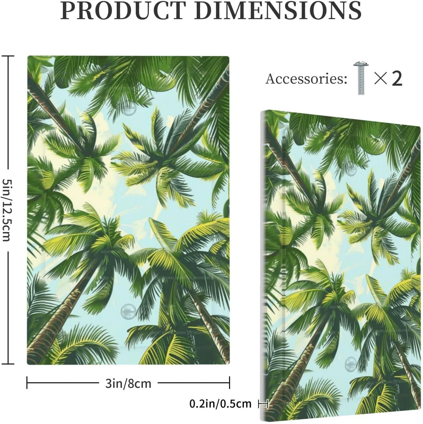 Summer Sky Coconut Palms Trees Green Plants Leaf Light Switch Cover Plate 1 Gang No Device Blank