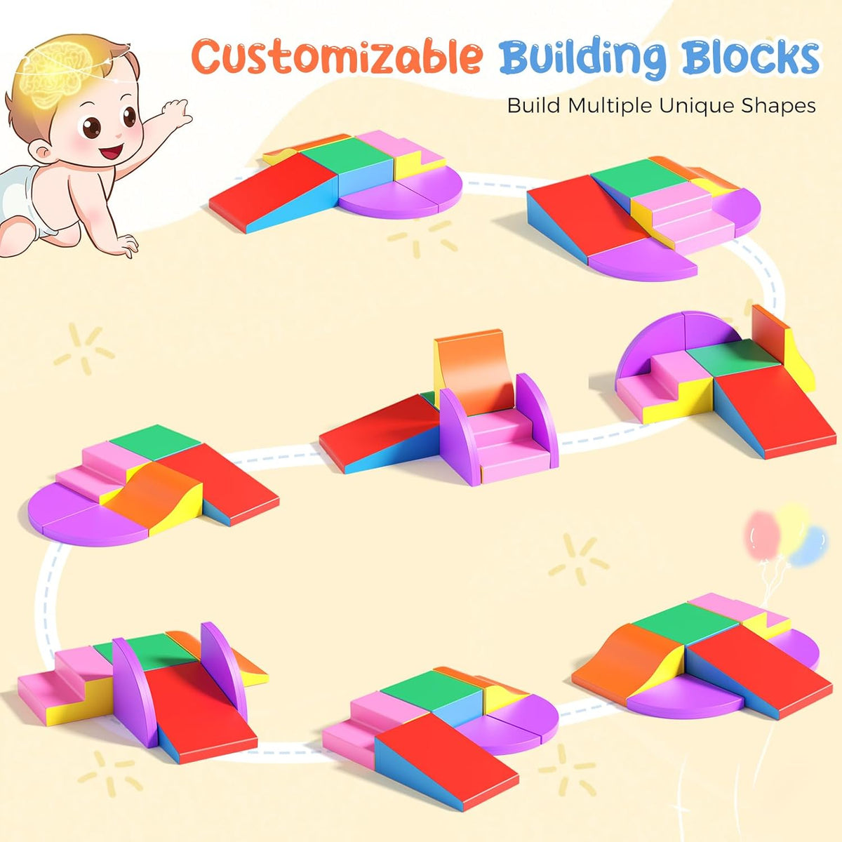 Lischwert Foam Climbing Blocks for Toddlers, Baby Climbing Blocks Soft Play Climbing for Toddlers