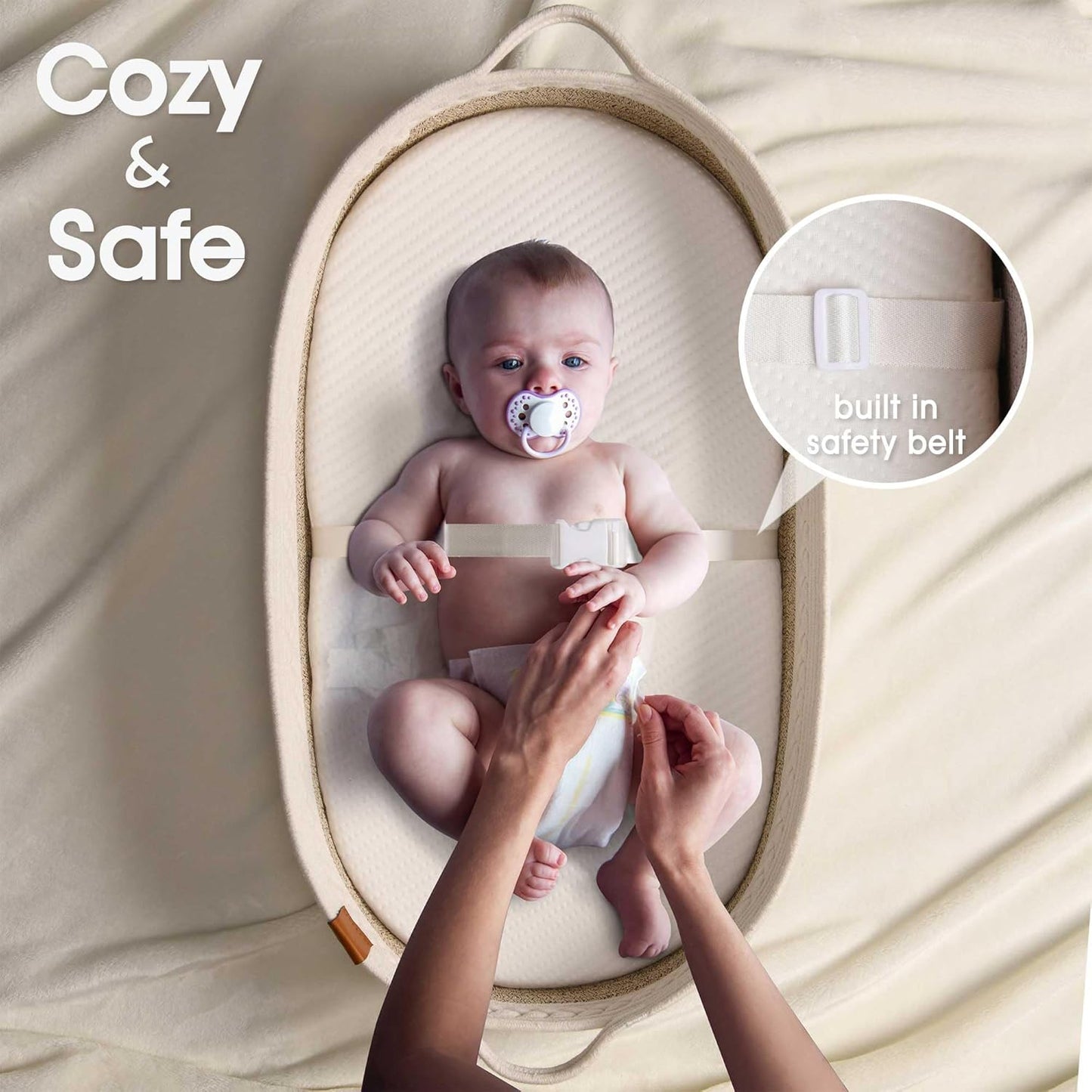Baby Changing Basket Includes Diaper Caddy - Breathable & Waterproof Dual-Cover, Portable, Changing