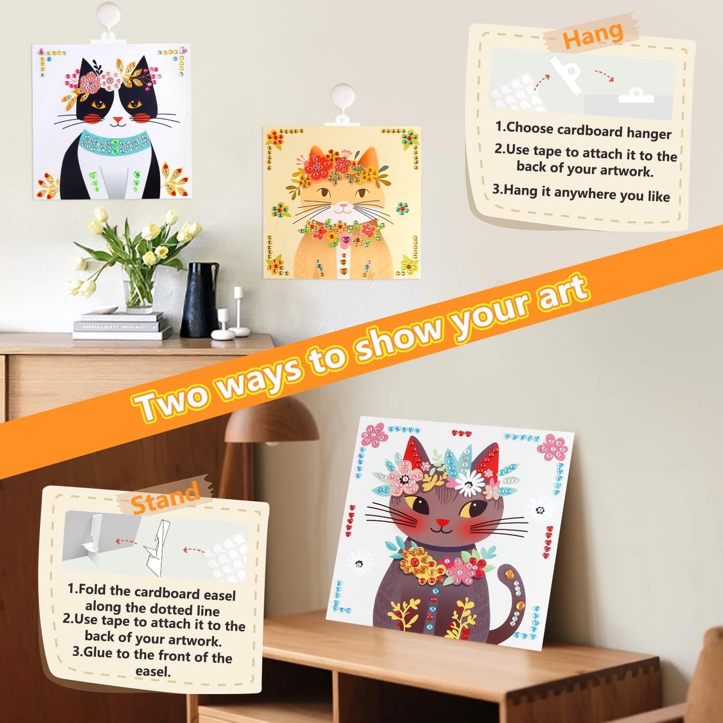 Marlrin Cats Craft Kits for Kids Ages 4-8, Arts and Crafts Kits,Craft Kit for Girls 6-8,Diamond