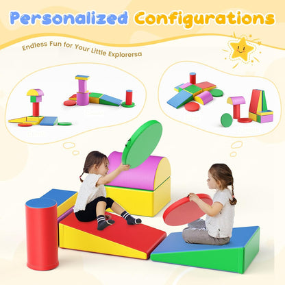 Lischwert Foam Climbing Blocks, Soft Climbing Toys for Toddlers, 9 Pieces Crawl and Climb Foam