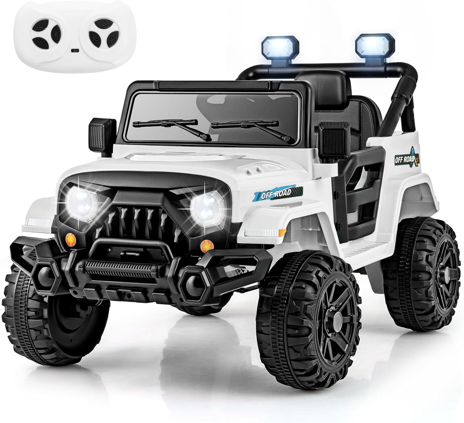 Costzon 12V Kids Ride on Truck Car, Electric Vehicle w/Remote Control, Threaded Wheels, 3 Speeds