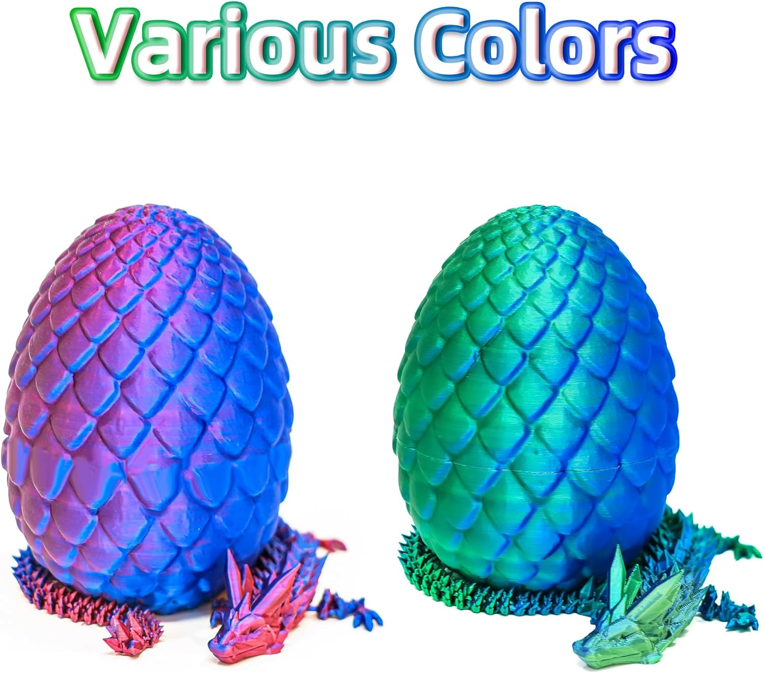 Dragon Egg - 3D Dragon Egg with Flexible Pearly Sheen Dragon Inside, 3D Printed Surprise Gift
