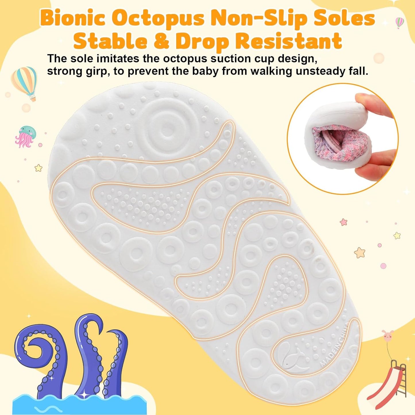 FEETCITY Baby First Walking Shoes Wide Baby Shoes Infant Sneakers Newborn Crib Shoe Barefoot