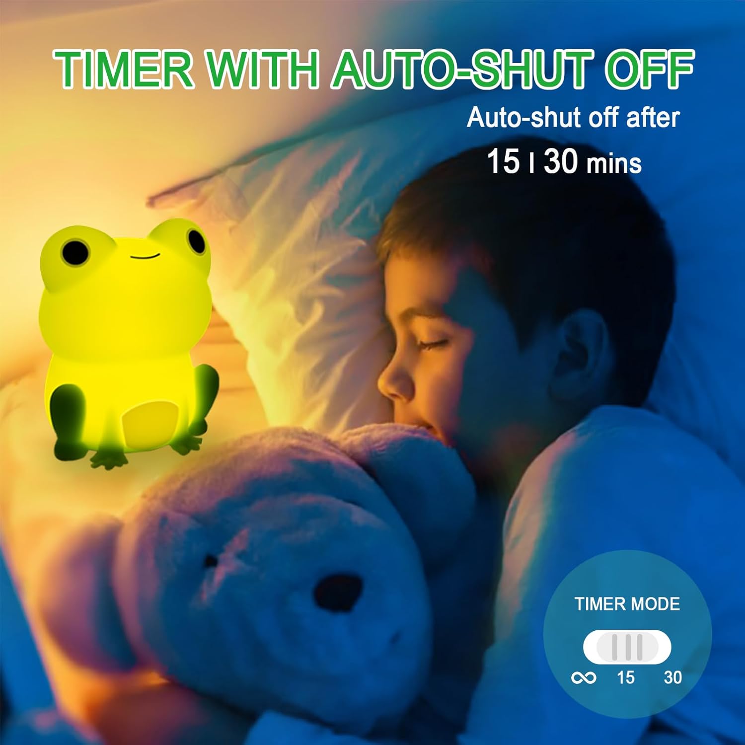 Night Light for Kids, Cute Frog Night Lamp Bedroom Nightlight for Girls Boys Teens, USB