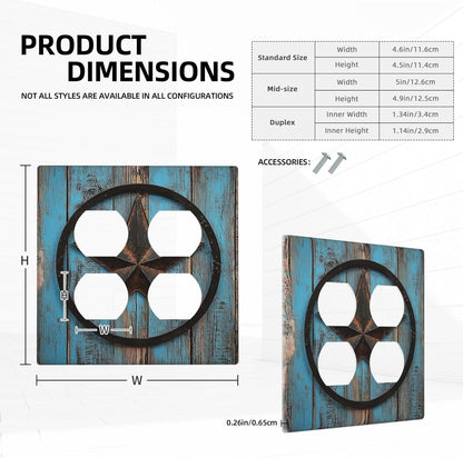 Outlet Covers Rustic Wood Country Barn Texas Star On Teal 2 Gang Double Duplex Decorative Light