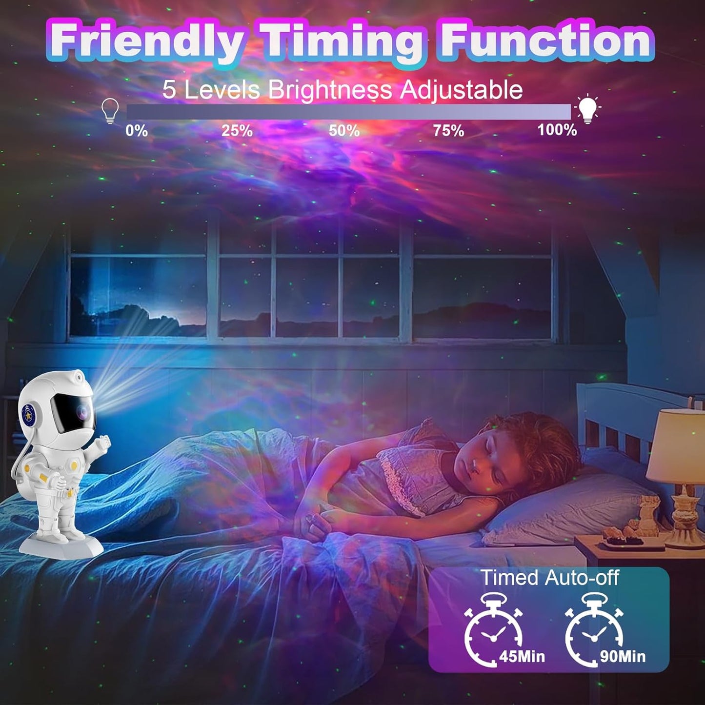XIAOER Astronaut Galaxy Projector, Robot Star Night Light for Bedroom, Starry Nebula Space