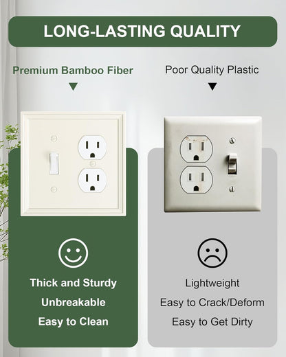 2-Pack Combo Toggle/Duplex Light Switch Cover Plate, Light Almond Wall Outlet Cover Plate, Natural