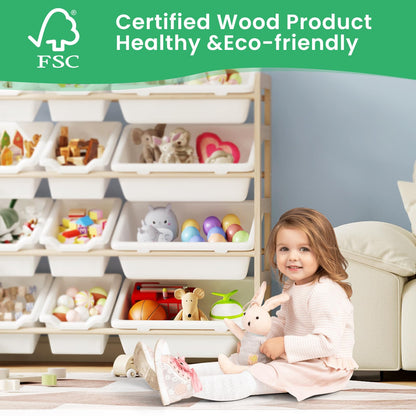 Toy Storage Organizer - Toy Organizers and Storage with Bookshelf, Toy Storage Shelf with 3 Shelves