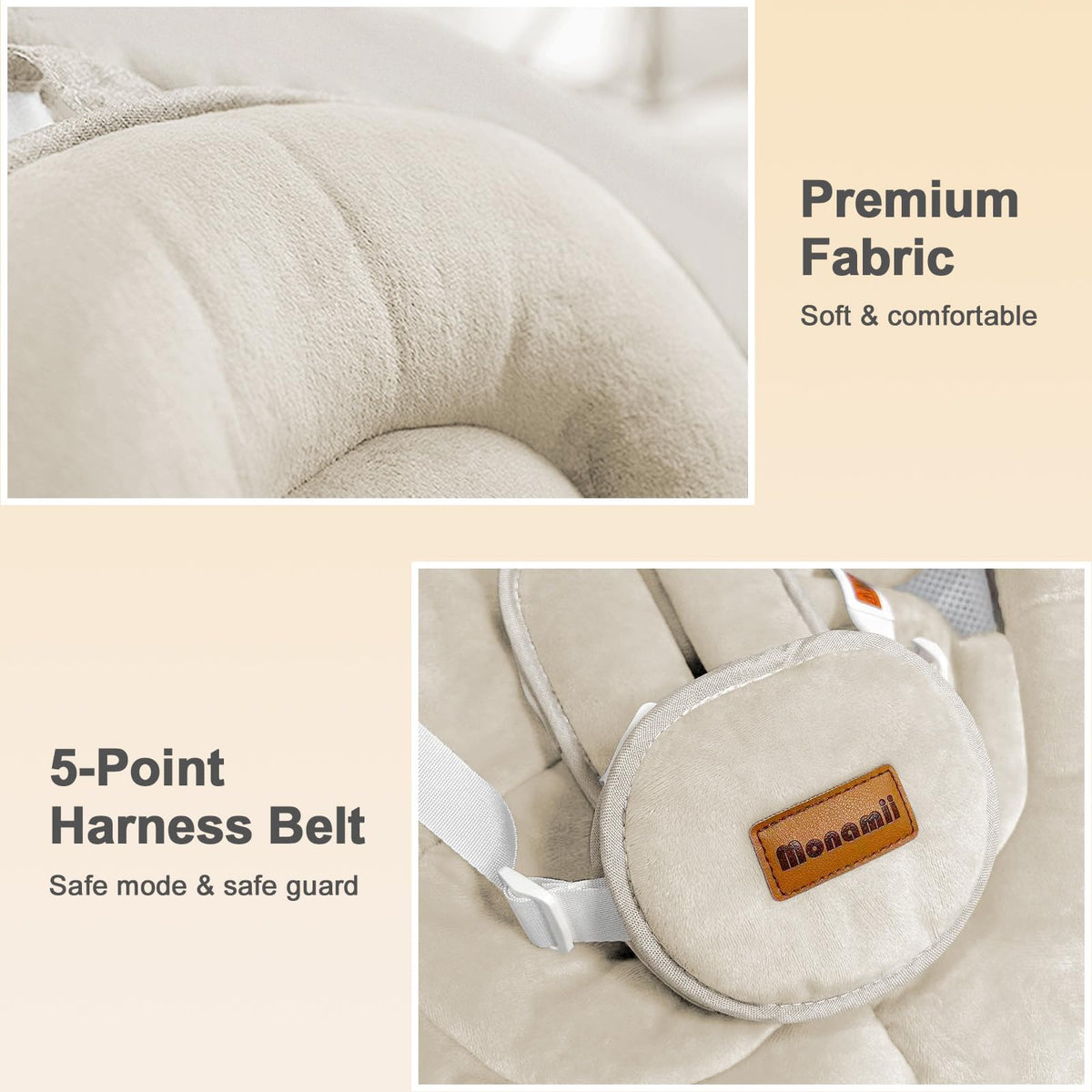 Monamii Baby Swings for Infants, Bluetooth Infant Swing with Music Speaker
