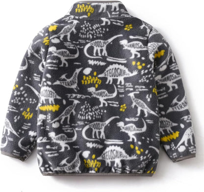 Kids Printed Polar Fleece Jacket Toddler Baby Boys Girls Autumn Winter Warm Sherpa Lining Outerwear