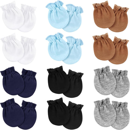 Newborn Baby Mittens No Scratch Cotton Elastic Wrist Gloves Infant Toddler Mittens for Baby Boy