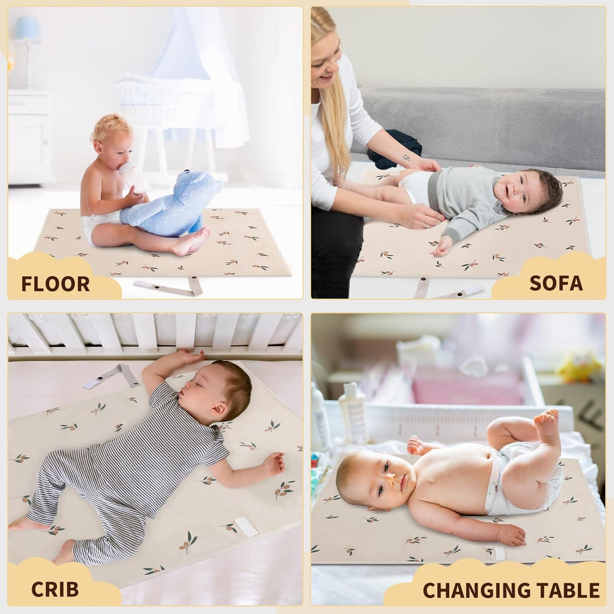 Vegan Leather Portable Changing Pad - Waterproof Compact Baby Changing Mat - Foldable Travel Diaper